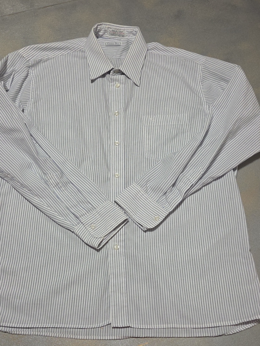 Dior Men's White Shirt with Thin Black Stripes
